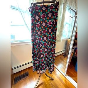 LuLaRoe maxi skirt size small, black, green, purple, orange, rust.